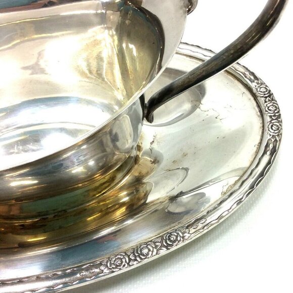 International Silver Camille Silverplate Gravy Boat Attached Underplate Vintage - Picture 7 of 9